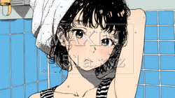 ヘアーシャワーの後の濡れ髪の若い女性 | 5538061-8641