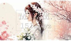 花嫁ポートレート：水彩画