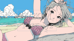 南国の海岸にビキニ姿でいる若い女性 | 5555332-5258