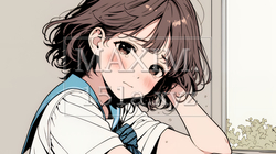涙ぐむ制服姿の女子高生 | 5567123-14213