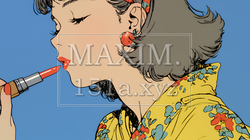 化粧をしている（口紅をつけている）若い女性 | 5585845-8569