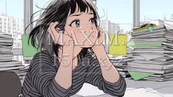 仕事で失敗をしてお手上げ状態の女性 | 5590102-8041
