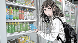コンビニで新作スイーツを物色中の若い女性 | 5592579-15736