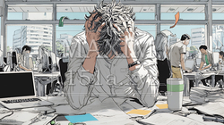 仕事で行き詰まって頭を抱えている男性｜5596986-13802