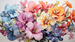 南国の花々が咲き乱れる庭：水彩画 | 5601619-18563