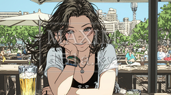 ビールを飲んでいる女性