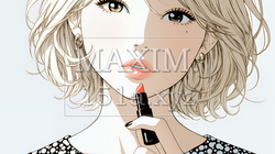 化粧をしている（口紅をつけている）若い女性 | 5607113-8554