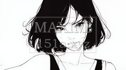 悪巧みをしている女性（シンプルな色使い） | 5610401-16937