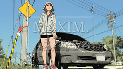 ドライブ中の車の故障・事故・トラブルで困っている女性