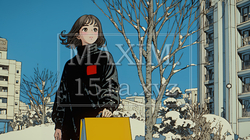 冬枯れの街を歩く若い女性 | 5627165-6429
