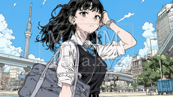 制服姿の女子高生：通学