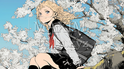満開の桜の木の下を歩く制服姿の女子高生｜5677918-5881