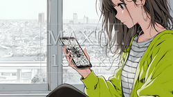 画面が激しく割れているスマートフォンを手にしているいる若い女性 | 5661676-8477