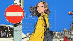Noという意思表示：進入禁止マークと無表情な女性で表現｜5764687-11510