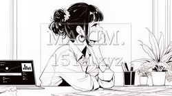 仕事に疲れた様子の女性（シンプルな色使い）