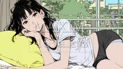 下着姿でくつろいでいる若い女性 | 5672597-12680