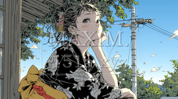 浴衣姿で夕涼みをしている若い女性 | 5681902-16321