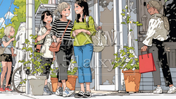 道端で会話を楽しむ若い主婦たち（ママ友たち） | 5683647-16842