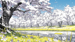誰もいない満開の桜並木｜5736020-12006