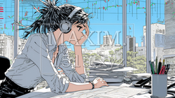 金融市場の急激な変動で頭を抱えている女性 | 573630-16489