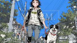 愛犬と散歩している若い女性｜5401687-10858