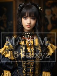 ゴシックロリータファッションの女性｜幻想的で美しいダークロマンティック・イラストポートレート｜5849286-18079