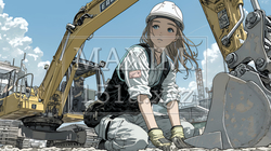 建設現場で重機を操作する若い女性 | 5751838-16977