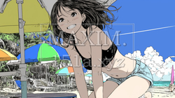 南国の海岸にビキニ姿でいる若い女性 | 5753355-5300