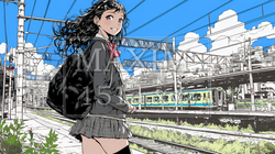 電車で通学している女子高生 | 5760875-13054