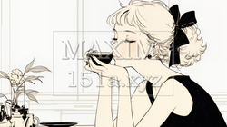 リビングで紅茶を飲んでいる女性（シンプルな色使い） | 5775803-11816