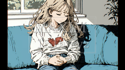 腹痛（生理痛）に苦しむ若い女性 | 5786415-15188