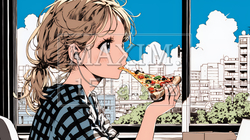 ピザを食べている若い女性 | 5787297-9193