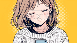 楽しそうにスマホ画面を眺めている若い女性 | 5791300-14985