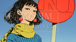 Noのレッドカードサインを出している女性｜5827066-11702