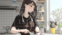 バレンタインプレゼント用のチョコレートを一生懸命作っている若い女性 | 5795186-14847