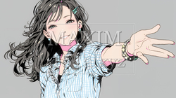 両手を広げて歓迎・驚きの仕草をしている若い女性 | 5801373-14597