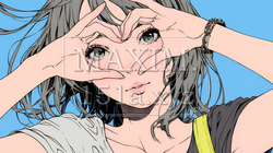 ハートマークを手で作り愛情表現をしている若い女性 | 581511-14825