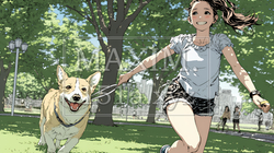 愛犬を調教している若い女性｜5846853-9115