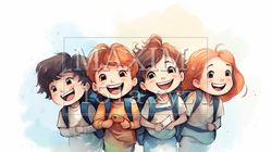 ニコニコ顔で一緒に遊んでいる子供たち | 5858572-4490