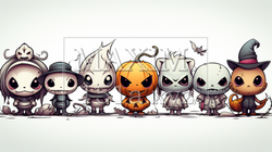 少し怖くてかわいらしいハロウィン用のイラスト | 5859112-18916
