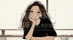 会議で発表している男性に魅了され、新しい恋の予感を抱いた若い女性（シンプルな色使い）｜5860479-12480