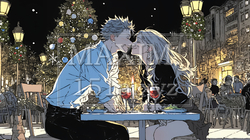 クリスマスディナーを楽しんでいる若いカップル | 5862604-13680