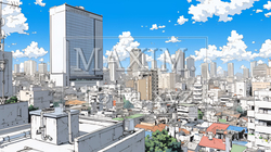 都市の町並みと青空 | 5878221-11576
