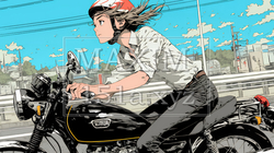 バイクに乗っている若い女性 | 5884373-9817