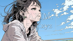 ぼんやり空を見上げている若い女性 | 5896505-15024