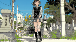 墓参りをしている若い女性 | 589775-11620