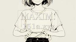 ウェストライン（腰回り）をチェックしている女性（シンプルな色使い） | 5900522-11755