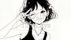 アイドルのように顔の横でピース＋ウィンクしている若い女性（シンプルな色使い） | 5912213-14771