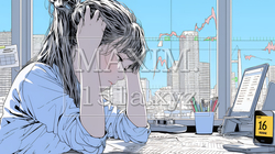 金融市場の急激な変動で頭を抱えている女性 | 5917843-16472