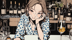 ワインを飲んでいる若い女性：バーカウンターで | 5917953-4944